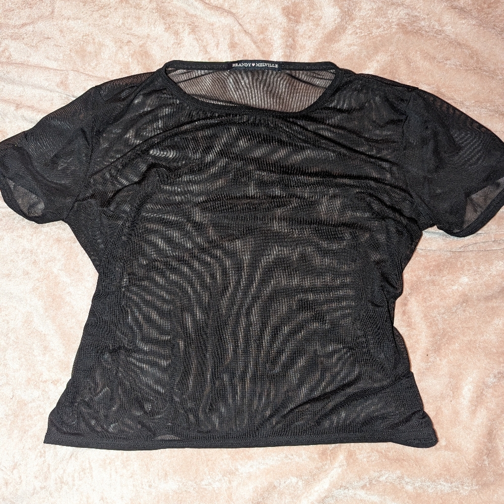 Black Mesh Top by Brandy Melville